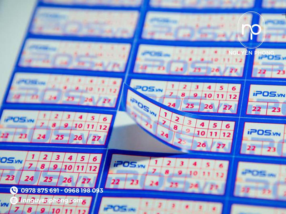 Bế demi trên mẫu tem nhãn dán máy pos